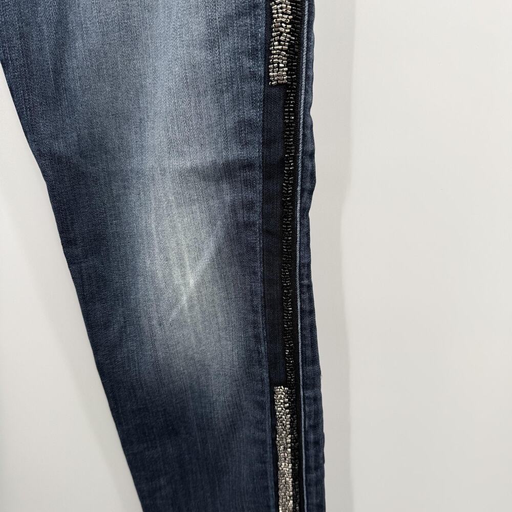 Hudson Luna Super Skinny Crop Jeans Womens 29 Blue Glam Embellished Side Stripe - Picture 4 of 14